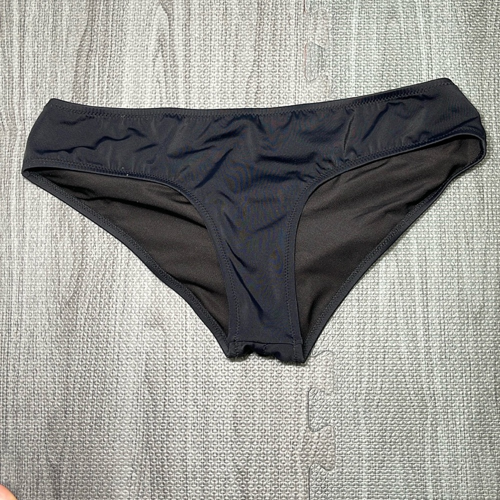 Victoria’s Secret Solid Black Bikini Bottom, Hipster & Cheeky Cut - Size M